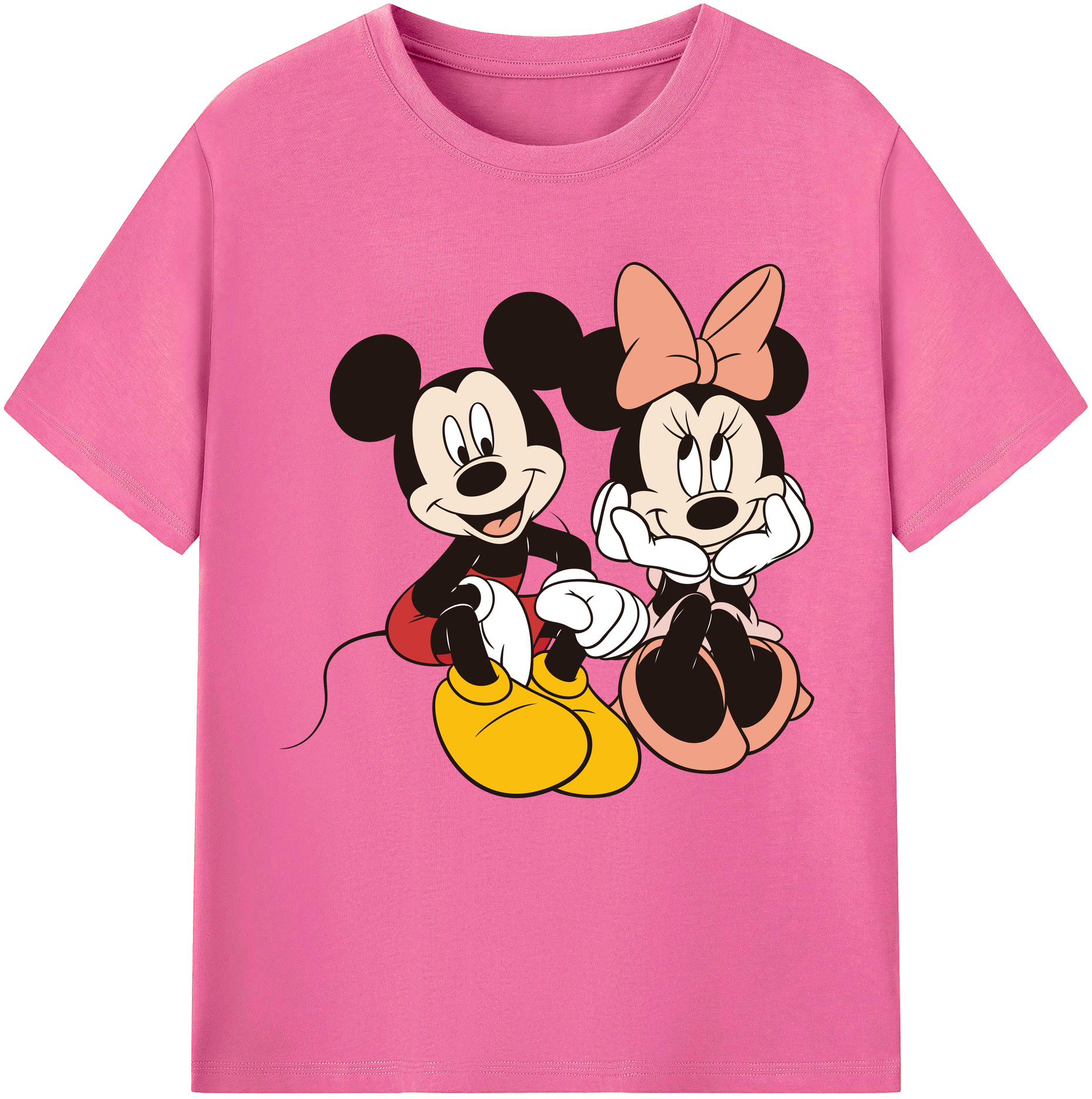 （画像用） ミッキーマウス Mickey Mouse レディースカジュアルプリントTシャツ（綿100％）